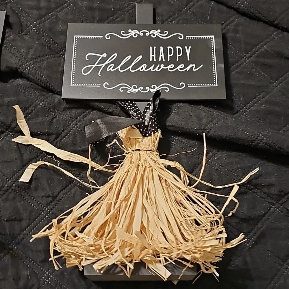 Nwt 2 Halloween Straw Broom Decorations